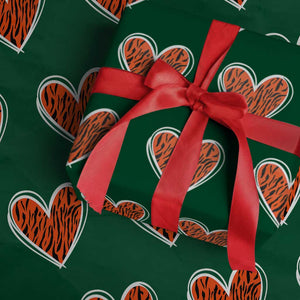 Bengal Tiger Heart Wrapping Paper Roll Retro BFT Sports Fan Trendy Game Day Gift TS10 Green Print Your Wear