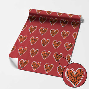 Bengal Tiger Heart Wrapping Paper Roll Retro BFT Sports Fan Trendy Game Day Gift TS10 Red Print Your Wear