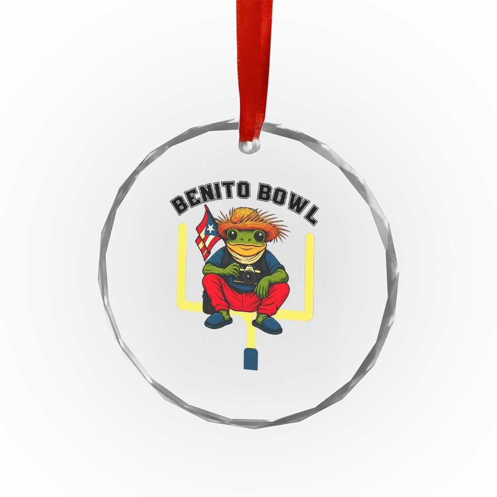 Benito Bowl Coquí Frog Football Crystal Glass Ornament Funny Puerto Rico Flag Game Day Music Fans TS02 Print Your Wear
