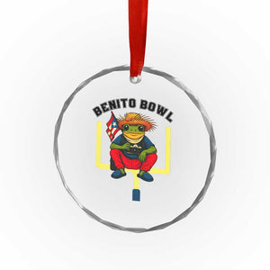 Benito Bowl Coquí Frog Football Crystal Glass Ornament Funny Puerto Rico Flag Game Day Music Fans TS02 Print Your Wear
