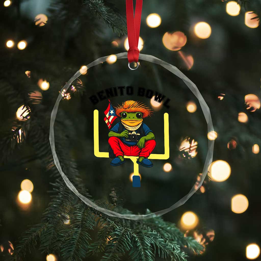 Benito Bowl Coquí Frog Football Crystal Glass Ornament Funny Puerto Rico Flag Game Day Music Fans TS02 Print Your Wear