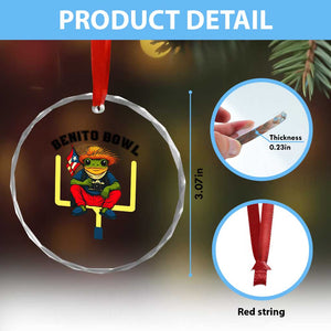 Benito Bowl Coquí Frog Football Crystal Glass Ornament Funny Puerto Rico Flag Game Day Music Fans TS02 Print Your Wear
