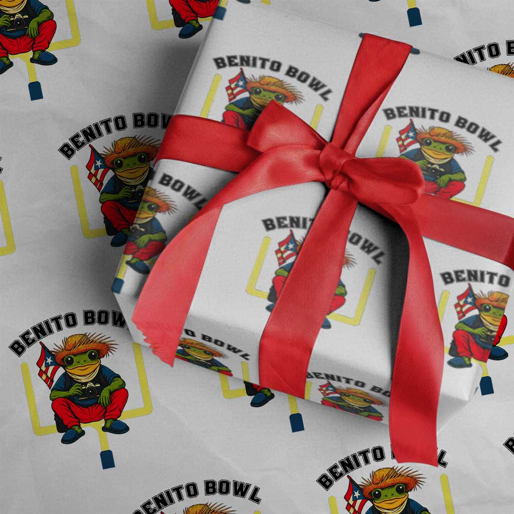 Benito Bowl Coquí Frog Football Wrapping Paper Roll Funny Puerto Rico Flag Game Day Music Fans TS02 White Print Your Wear