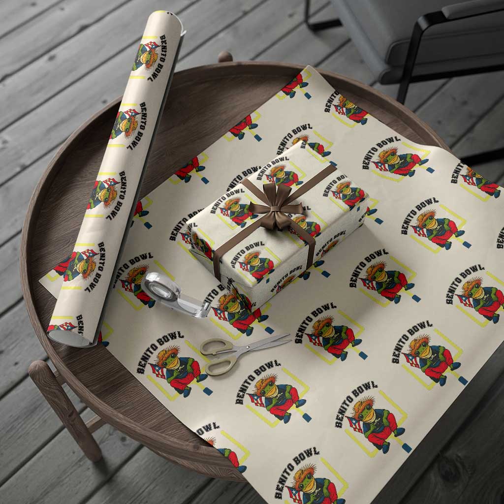 Benito Bowl Coquí Frog Football Wrapping Paper Roll Funny Puerto Rico Flag Game Day Music Fans TS02 Beige Print Your Wear