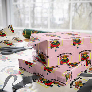 Benito Bowl Coquí Frog Football Wrapping Paper Roll Funny Puerto Rico Flag Game Day Music Fans TS02 Light Pink Print Your Wear