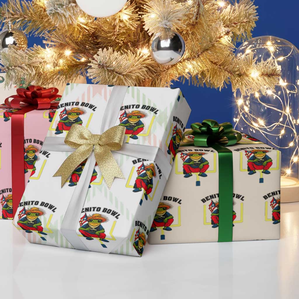 Benito Bowl Coquí Frog Football Wrapping Paper Roll Funny Puerto Rico Flag Game Day Music Fans TS02 Print Your Wear