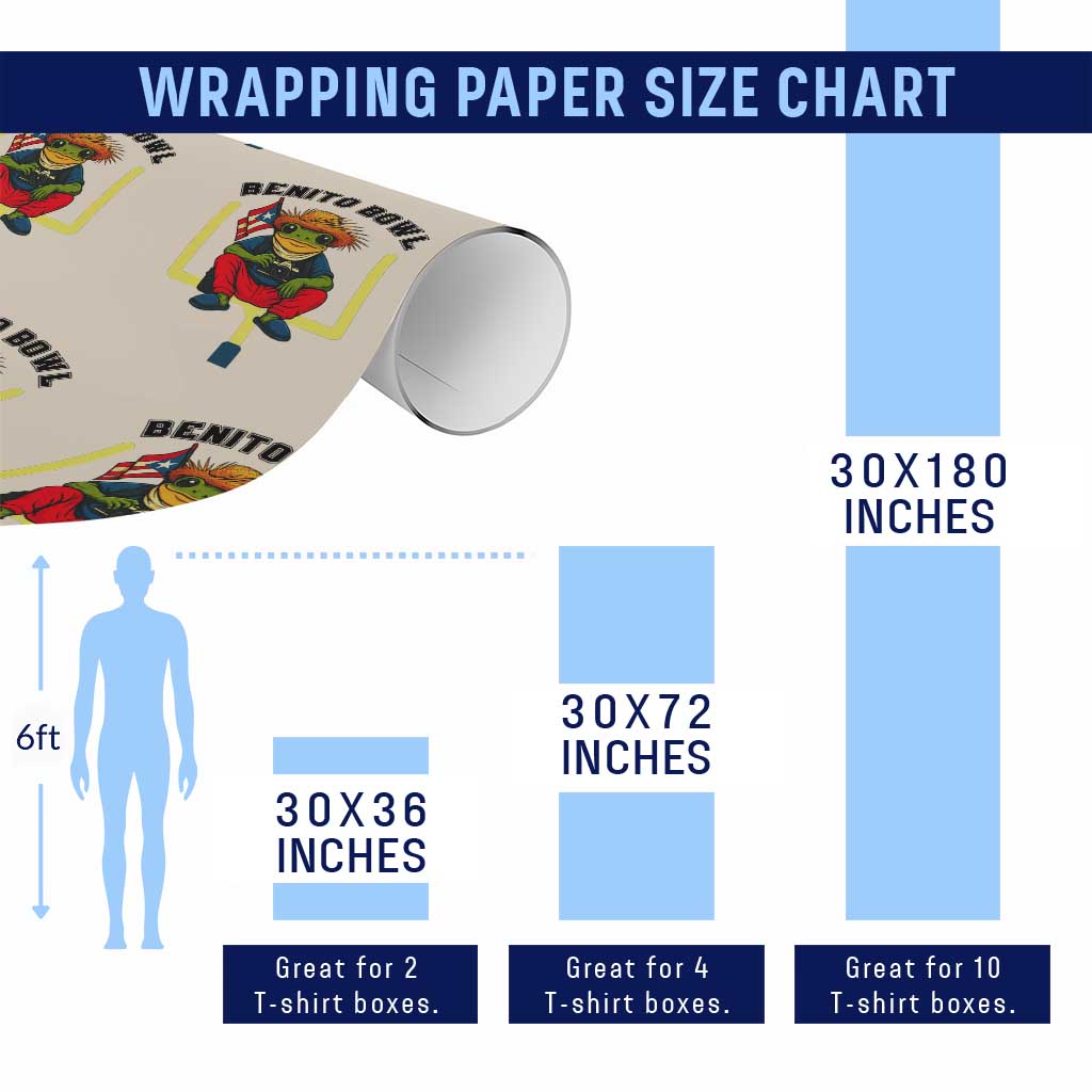 Benito Bowl Coquí Frog Football Wrapping Paper Roll Funny Puerto Rico Flag Game Day Music Fans TS02 Print Your Wear