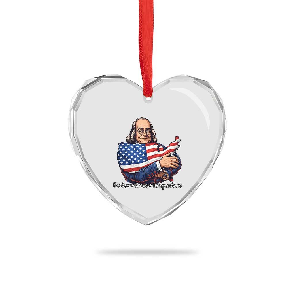 Benjamin Franklin Heart Crystal Glass Ornament Freedom Liberty Independence American History TS12 Print Your Wear