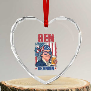 Benjamin Franklin Heart Crystal Glass Ornament Funny Ben Drankin American History TS12 Transparent Glass 3'' Heart Print Your Wear