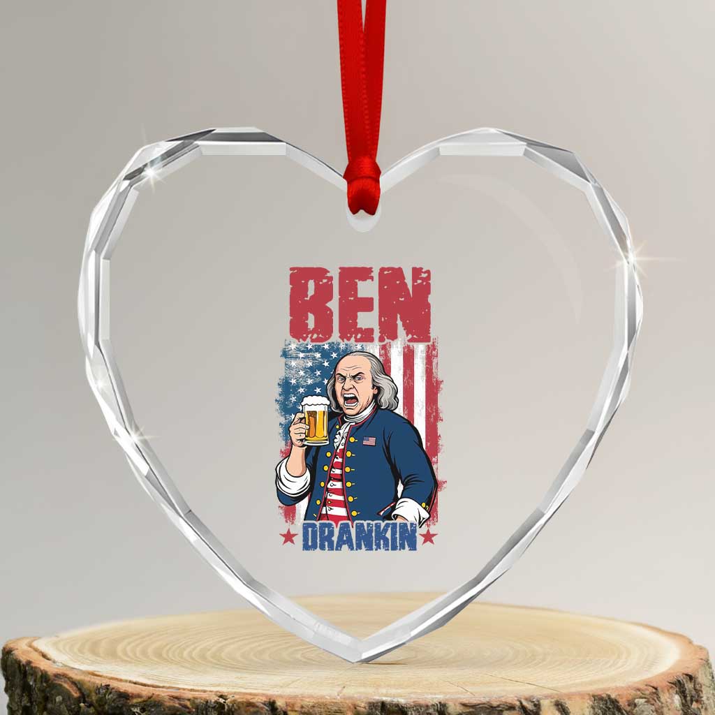 Benjamin Franklin Heart Crystal Glass Ornament Funny Patriotic Founding Father TS12 Transparent Glass 3'' Heart Print Your Wear
