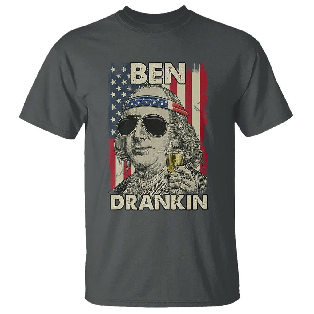 Benjamin Franklin T Shirt Ben Drankin' Funny 4th Of July TS02 Dark Heather Printyourwear