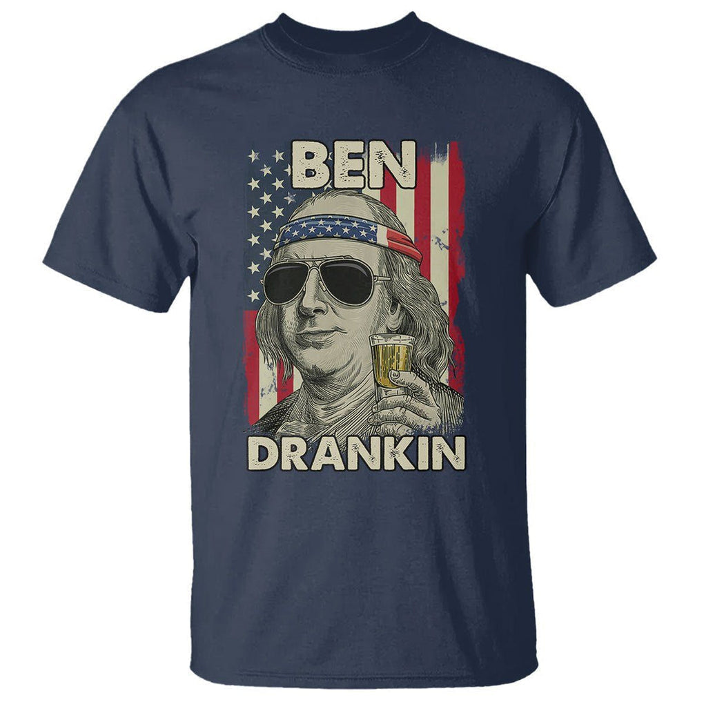 Benjamin Franklin T Shirt Ben Drankin' Funny 4th Of July TS02 Navy Printyourwear