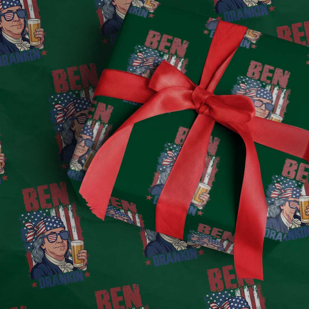 Benjamin Franklin Wrapping Paper Roll Funny Ben Drankin American History TS12 Green Print Your Wear