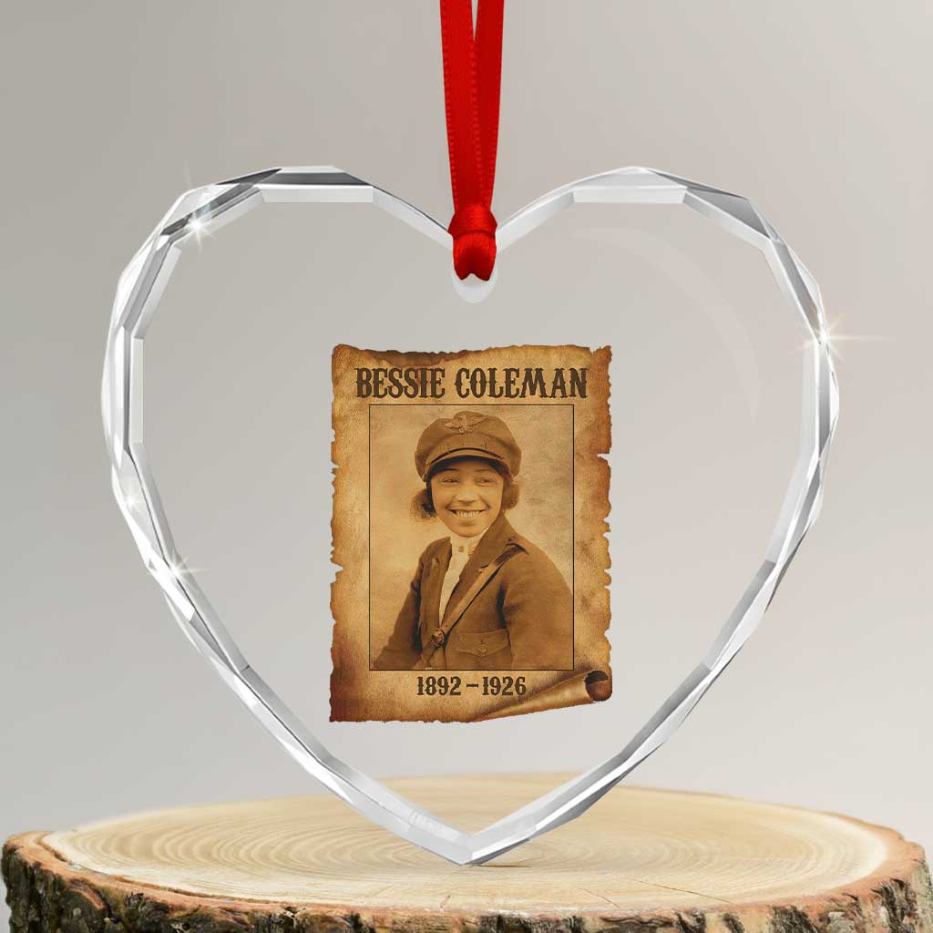 Bessie Coleman First African American Female Pilot Heart Crystal Glass Ornament Black History TS10 Transparent Glass 3'' Heart Print Your Wear