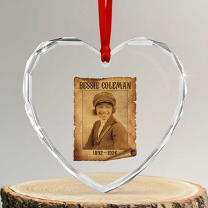 Bessie Coleman First African American Female Pilot Heart Crystal Glass Ornament Black History TS10 Transparent Glass 3'' Heart Print Your Wear