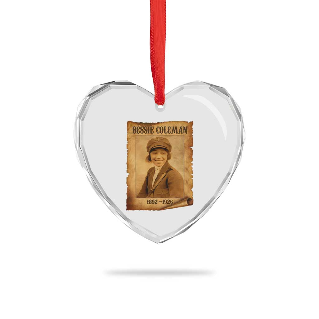 Bessie Coleman First African American Female Pilot Heart Crystal Glass Ornament Black History TS10 Print Your Wear
