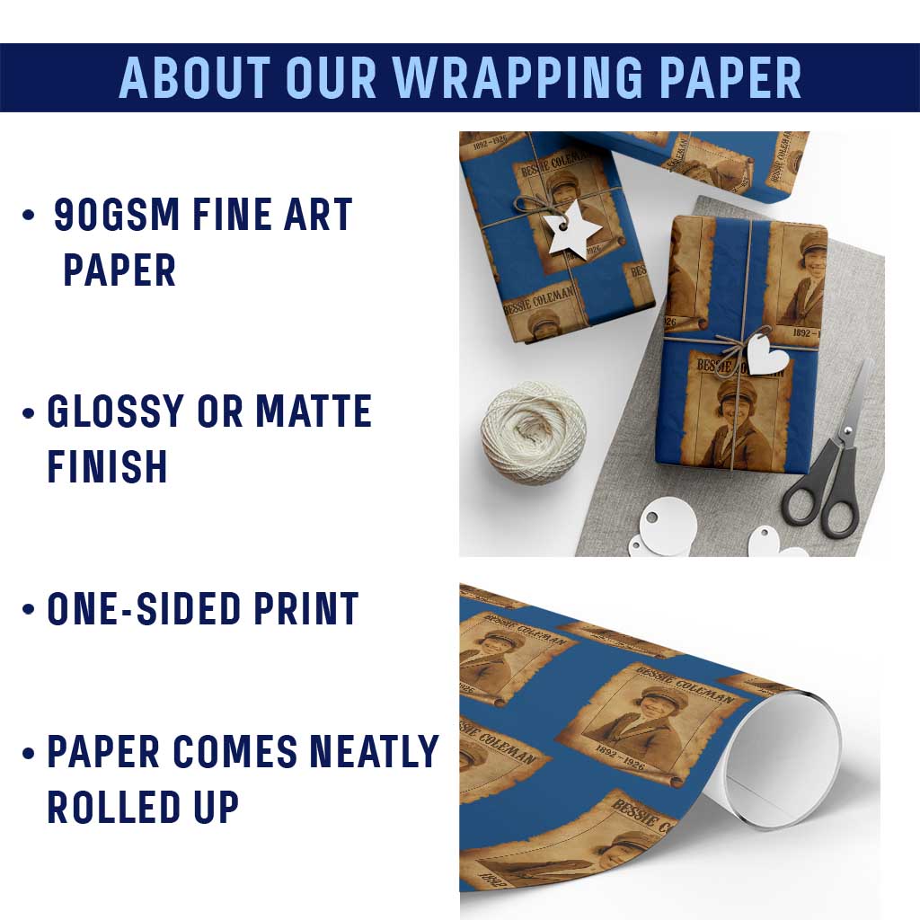 Bessie Coleman First African American Female Pilot Wrapping Paper Roll Black History TS10 Print Your Wear