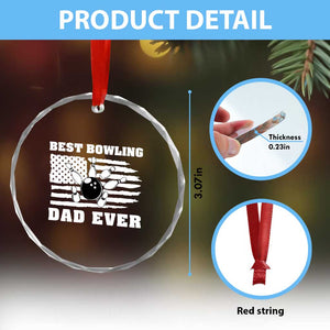Best Bowling Dad Ever Crystal Glass Ornament American Flag Patriotic Bowler Gift TS12 Print Your Wear