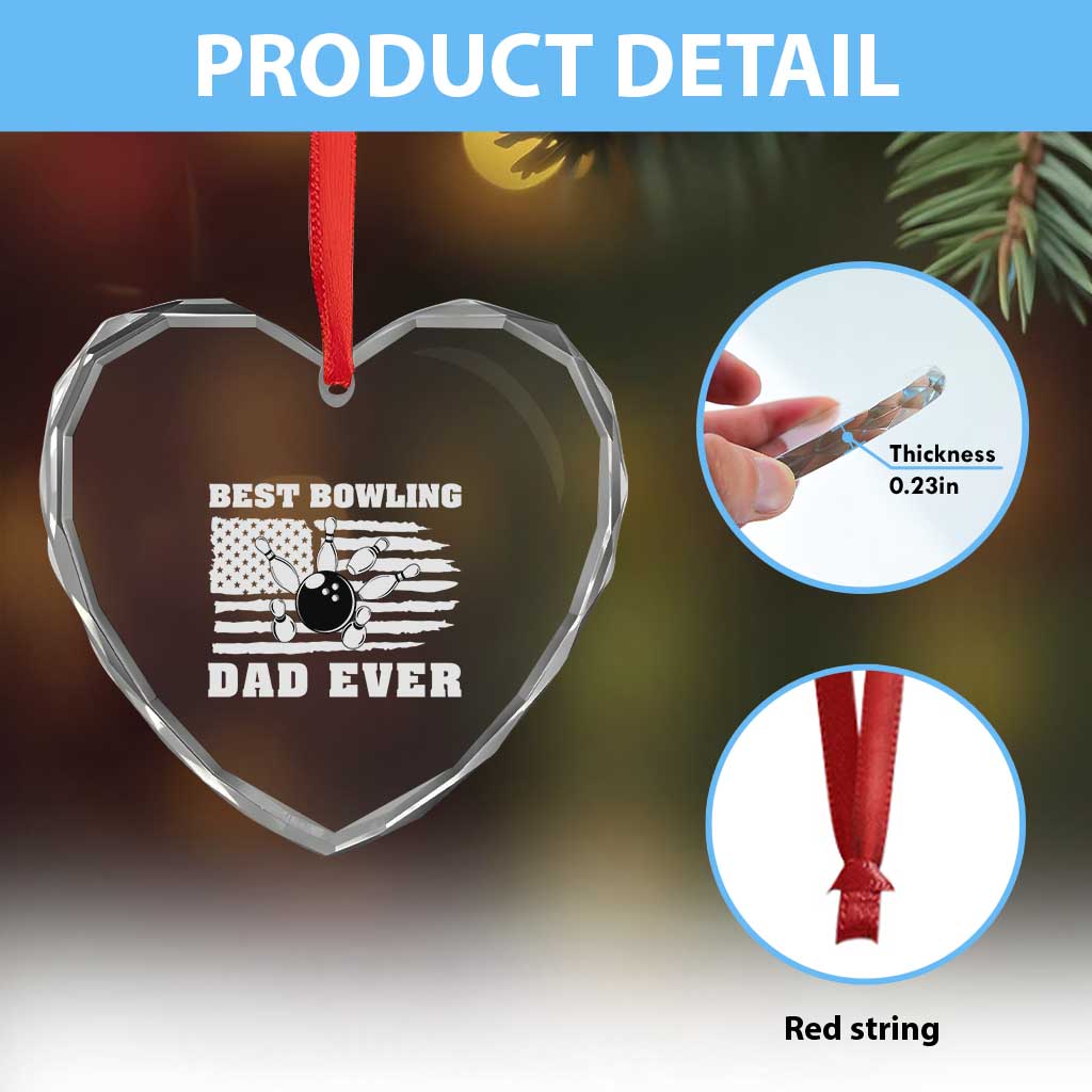 Best Bowling Dad Ever Heart Crystal Glass Ornament American Flag Patriotic Bowler Gift TS12 Print Your Wear