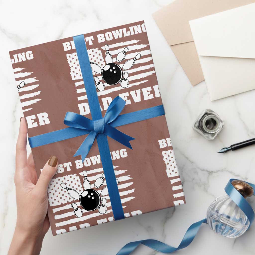 Best Bowling Dad Ever Wrapping Paper Roll American Flag Patriotic Bowler Gift TS12 Mocha Print Your Wear