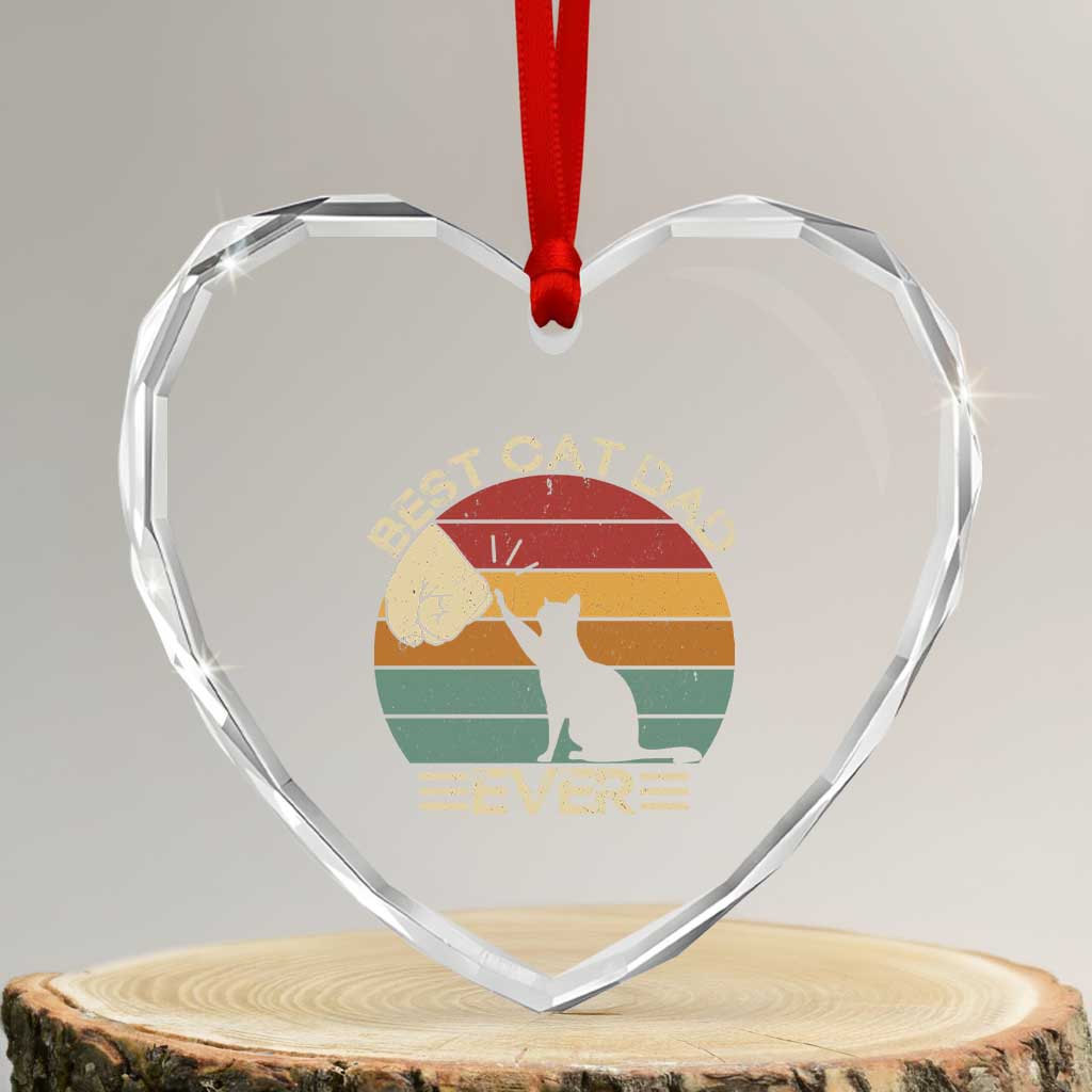 Best Cat Dad Ever Heart Crystal Glass Ornament Funny Cat Lover Gift Fathers Day TS10 Transparent Glass 3'' Heart Print Your Wear