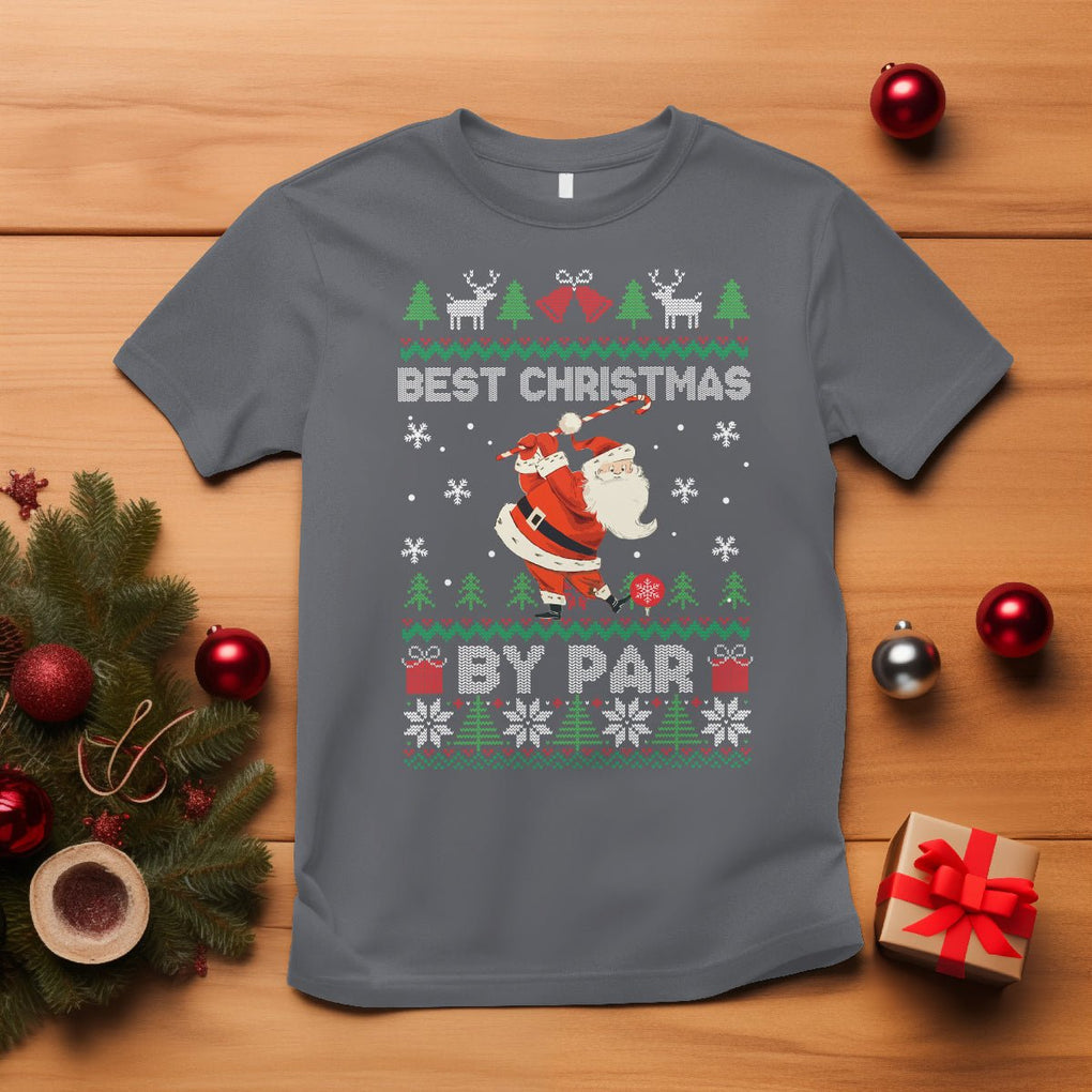 Best Christmas By Par Santa Claus Golfer Xmas Golf T Shirt TS09 Charcoal Printyourwear