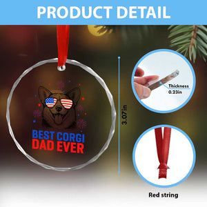 Best Corgi Dad Ever Crystal Glass Ornament Funny Dog Lover Dad 4th Of July TS14 Print Your Wear