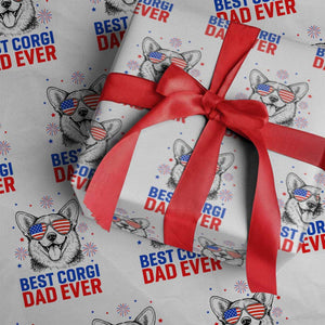 Best Corgi Dad Ever Wrapping Paper Roll Funny Dog Lover Dad 4th Of July