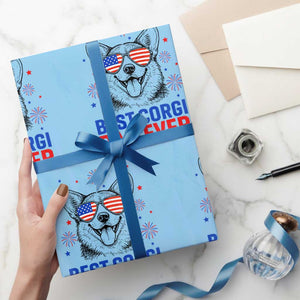 Best Corgi Dad Ever Wrapping Paper Roll Funny Dog Lover Dad 4th Of July