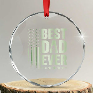 Best Dad Ever Crystal Glass Ornament Military Camo American Flag Father's Day TS14 Transparent Glass 3'' Circle Print Your Wear