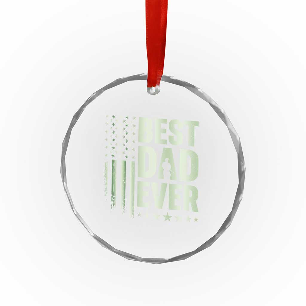 Best Dad Ever Crystal Glass Ornament Military Camo American Flag Father's Day TS14 Print Your Wear