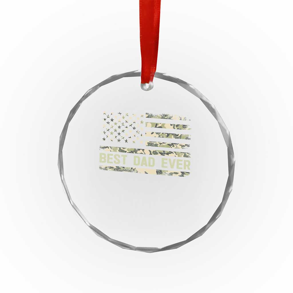 Best Dad Ever Crystal Glass Ornament Military Dad American Flag Camo TS14 Print Your Wear