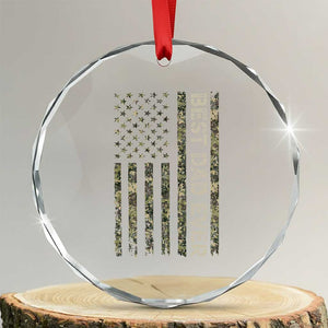 Best Dad Ever Crystal Glass Ornament Patriotic USA Flag 4th of July Camo American Flag Camouflage TS14 Transparent Glass 3'' Circle Print Your Wear
