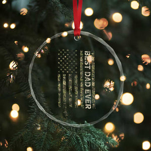 Best Dad Ever Crystal Glass Ornament Patriotic USA Flag 4th of July Camo American Flag Camouflage TS14 Print Your Wear