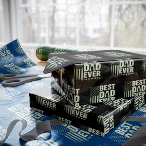 Best Dad Ever Wrapping Paper Roll Military Camo American Flag Father's Day