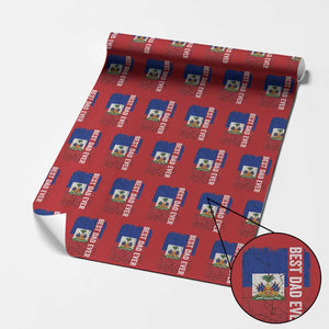Best Dad Ever Haitian Papa Wrapping Paper Roll Vintage Distressed Haiti Flag Father's Day TS02 Red Print Your Wear