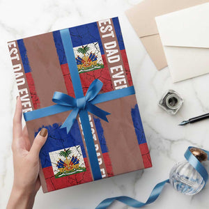 Best Dad Ever Haitian Papa Wrapping Paper Roll Vintage Distressed Haiti Flag Father's Day TS02 Mocha Print Your Wear