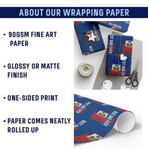 Best Dad Ever Haitian Papa Wrapping Paper Roll Vintage Distressed Haiti Flag Father's Day TS02 Print Your Wear