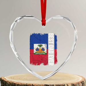 Best Dad Ever Haitian Papa Heart Crystal Glass Ornament Vintage Distressed Haiti Flag Father's Day TS02 Transparent Glass 3'' Heart Print Your Wear