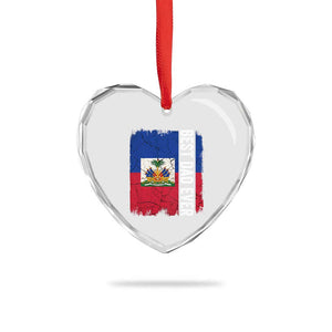 Best Dad Ever Haitian Papa Heart Crystal Glass Ornament Vintage Distressed Haiti Flag Father's Day TS02 Print Your Wear