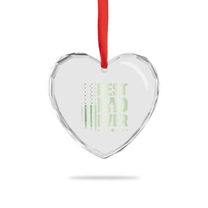 Best Dad Ever Heart Crystal Glass Ornament Military Camo American Flag Father's Day