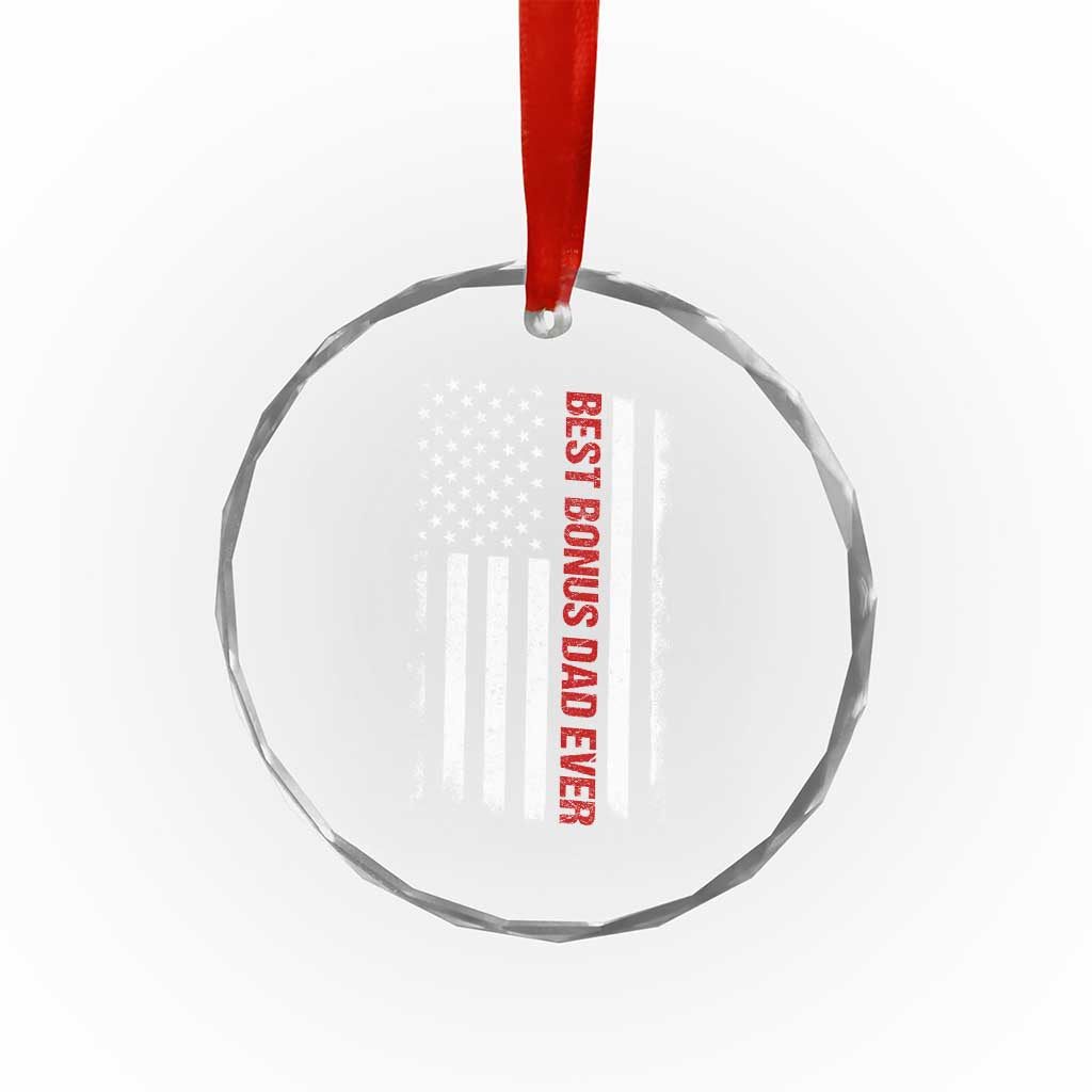 Best Effin Bonus Dad Ever Crystal Glass Ornament Funny Stepdad American Flag TS10 Print Your Wear