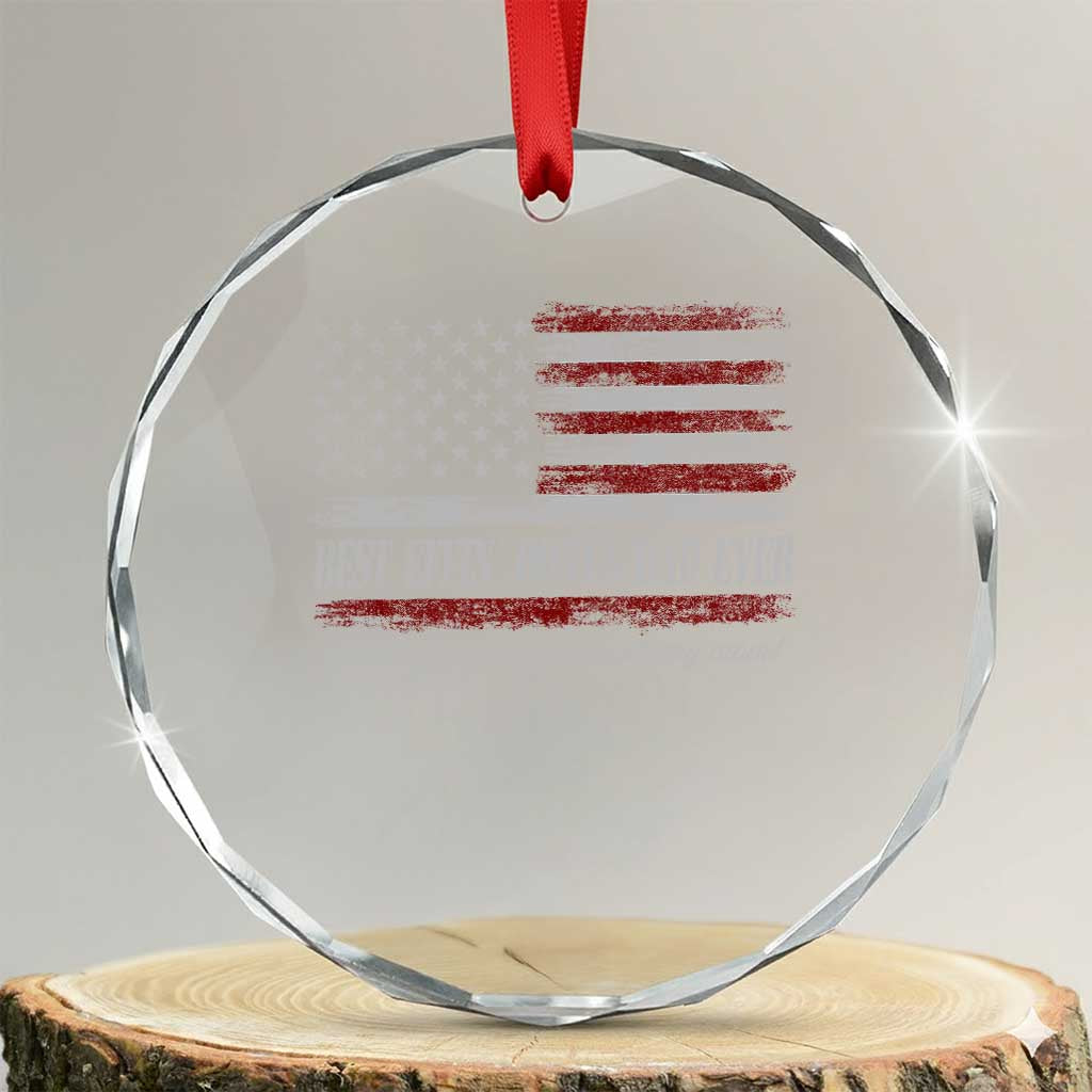 Best Effin’ Bonus Dad Ever Crystal Glass Ornament Step Dad American Flag TS10 Transparent Glass 3'' Circle Print Your Wear