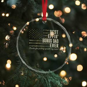 Best Effin’ Bonus Dad Ever Crystal Glass Ornament Step Dad Camo American Flag Camouflage TS10 Print Your Wear