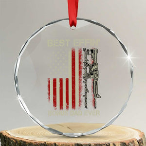 Best Effin Bonus Dad Ever Crystal Glass Ornament Step Dad Fathers Day Vintage American Flag TS11 Transparent Glass 3'' Circle Print Your Wear
