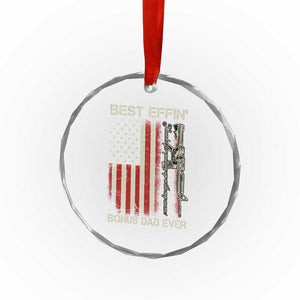 Best Effin Bonus Dad Ever Crystal Glass Ornament Step Dad Fathers Day Vintage American Flag TS11 Print Your Wear