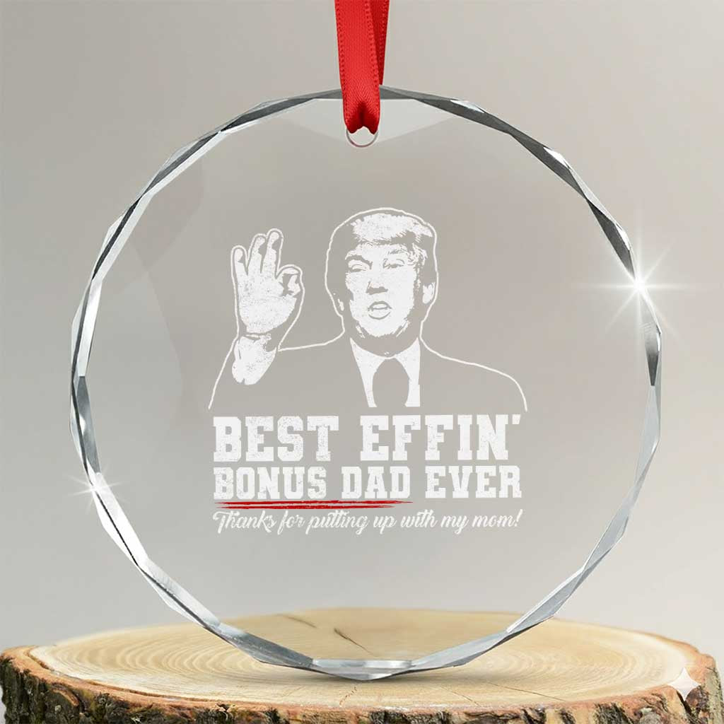 Best Effin’ Bonus Dad Ever Crystal Glass Ornament Step Dad Funny Trump Fathers Day TS10 Transparent Glass 3'' Circle Print Your Wear