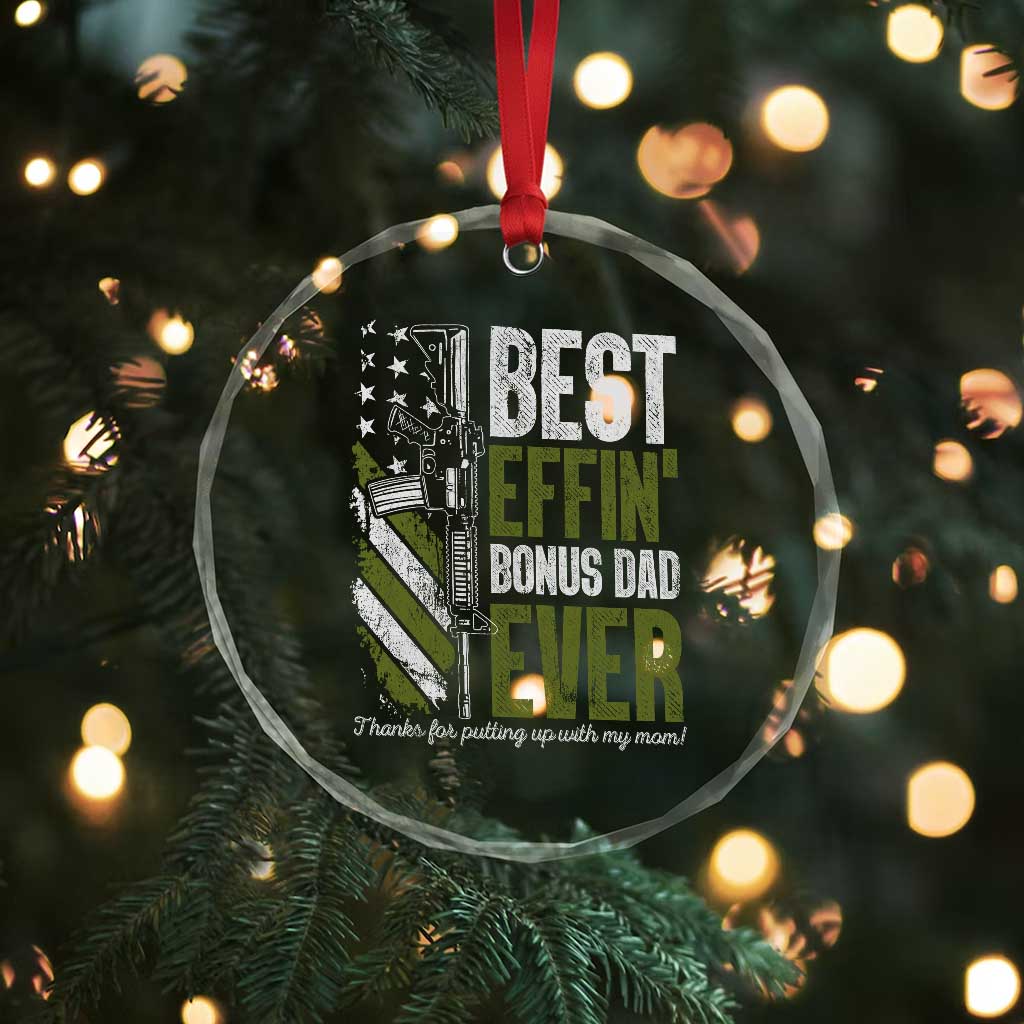 Best Effin Bonus Dad Ever Crystal Glass Ornament Step Dad Gun American Flag TS10 Print Your Wear