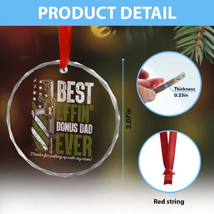 Best Effin Bonus Dad Ever Crystal Glass Ornament Step Dad Gun American Flag TS10 Print Your Wear