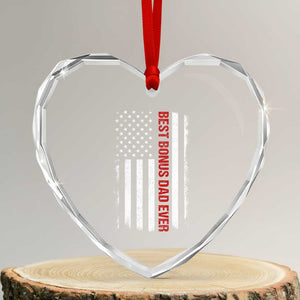 Best Effin Bonus Dad Ever Heart Crystal Glass Ornament Funny Stepdad American Flag TS10 Transparent Glass 3'' Heart Print Your Wear